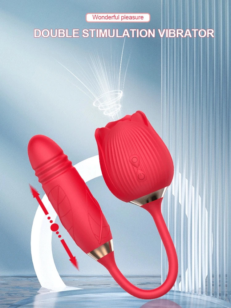 Vibrator for Women Dildo Sex Toys Rose Sucking Thrusting Vibrating Clit Sucker Nipple Clitoris Stimulation Female for Adults 18+