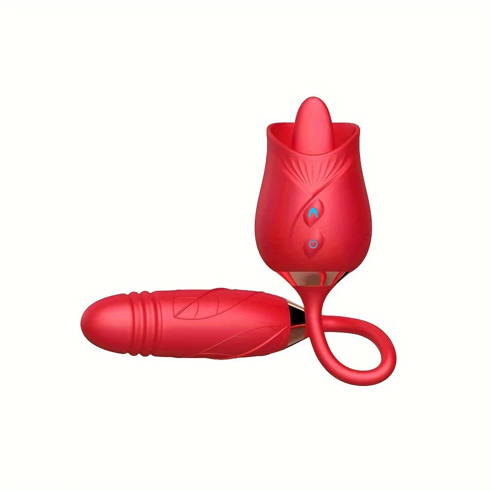 Rose-Toy Dildo Thrusting Vibrator for Women Egg Clitoris Sucker Stimulator Tongue Licking Adults Goods Sucking Sex Toys Female