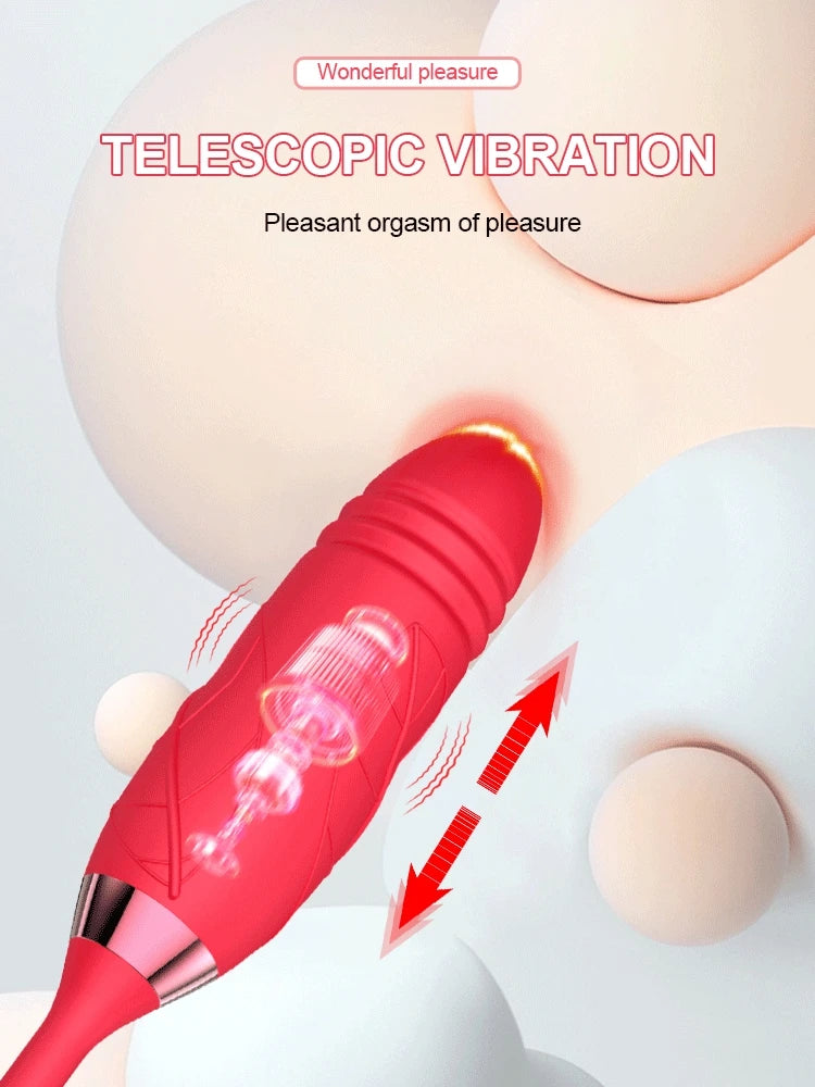 Vibrator for Women Dildo Sex Toys Rose Sucking Thrusting Vibrating Clit Sucker Nipple Clitoris Stimulation Female for Adults 18+