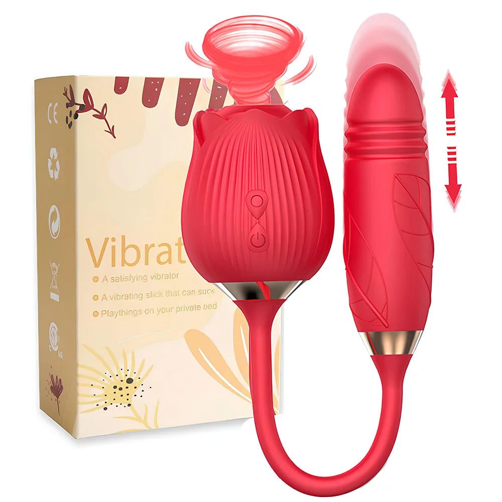 Vibrator for Women Dildo Sex Toys Rose Sucking Thrusting Vibrating Clit Sucker Nipple Clitoris Stimulation Female for Adults 18+