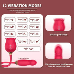 Rose-Toy Dildo Thrusting Vibrator for Women Egg Clitoris Sucker Stimulator Tongue Licking Adults Goods Sucking Sex Toys Female