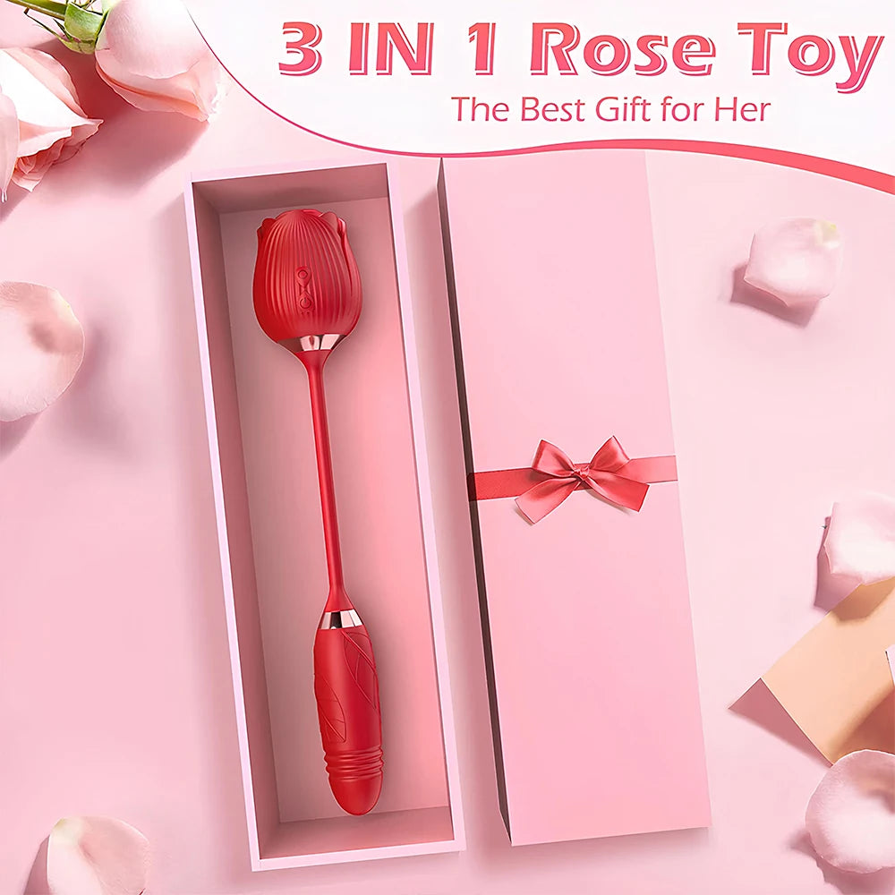 Vibrator for Women Dildo Sex Toys Rose Sucking Thrusting Vibrating Clit Sucker Nipple Clitoris Stimulation Female for Adults 18+