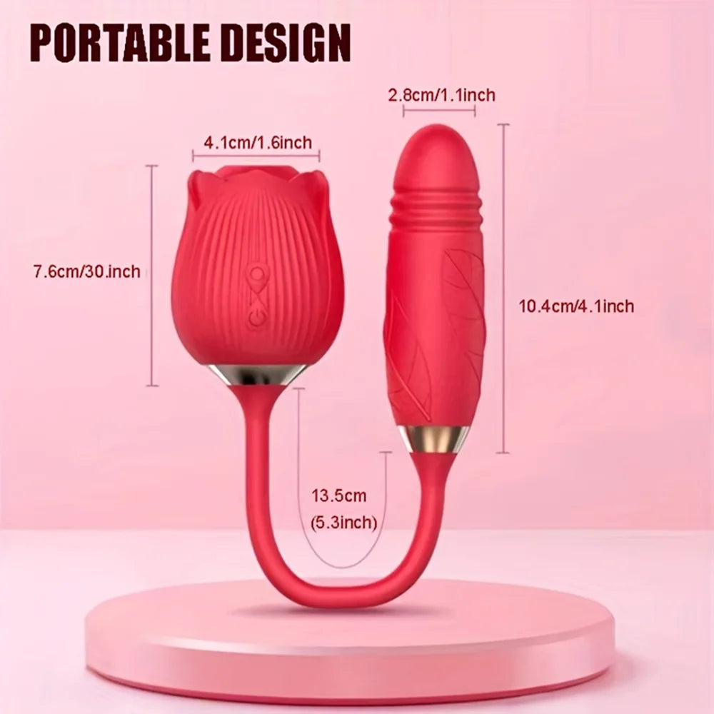 Rose-Toy Dildo Thrusting Vibrator for Women Egg Clitoris Sucker Stimulator Tongue Licking Adults Goods Sucking Sex Toys Female