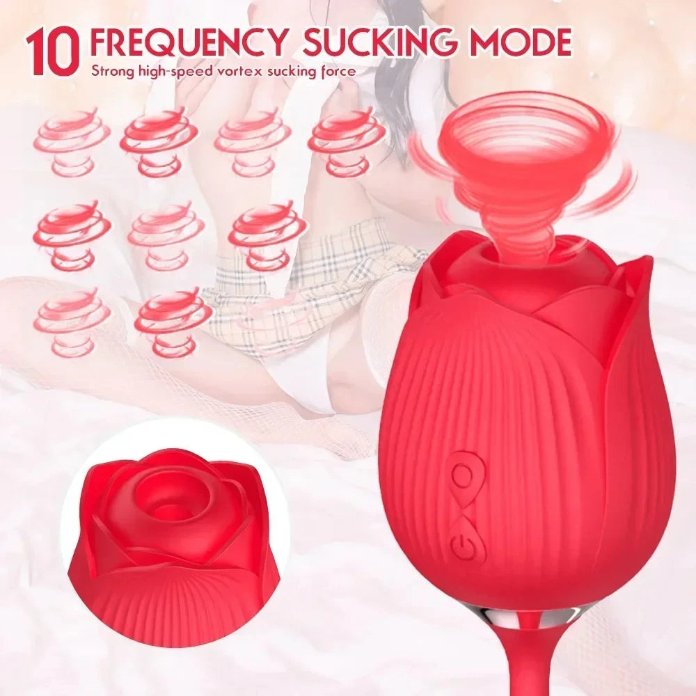 Vibrator for Women Dildo Sex Toys Rose Sucking Thrusting Vibrating Clit Sucker Nipple Clitoris Stimulation Female for Adults 18+